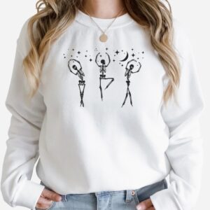 Vintage Embroidered Sweatshirt Under the Starlight Dancing Skeleton Sweatshirt