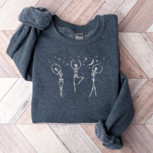 Vintage Embroidered Sweatshirt Under the Starlight Dancing Skeleton Sweatshirt