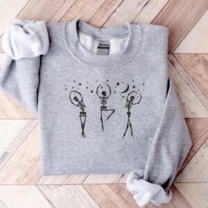 Vintage Embroidered Sweatshirt Under the Starlight Dancing Skeleton Sweatshirt