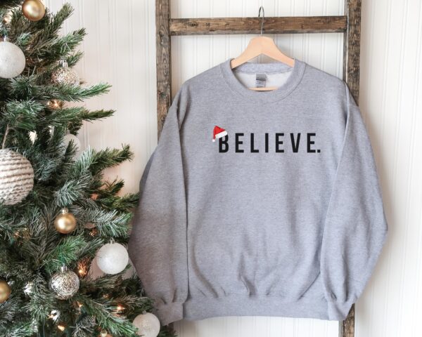 Minimalist Christmas Santa Believe Sweatshirt Hoodie Tee