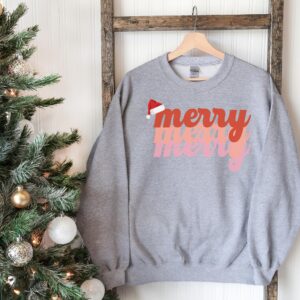 Minimalist Christmas Merry Merry Merry Sweatshirt Hoodie Tee