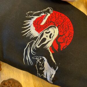 Vintage Embroidered Sweatshirt Inspired Ghostface Scream Halloween