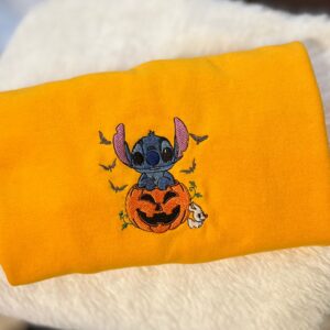 Vintage Embroidered Sweatshirt Inspired Halloween Stitch Pumpkin