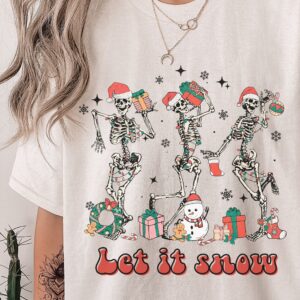 Dancing Skeleton Sweatshirt Hoodie Tee Santa Skeleton Happy Holiday Xmas