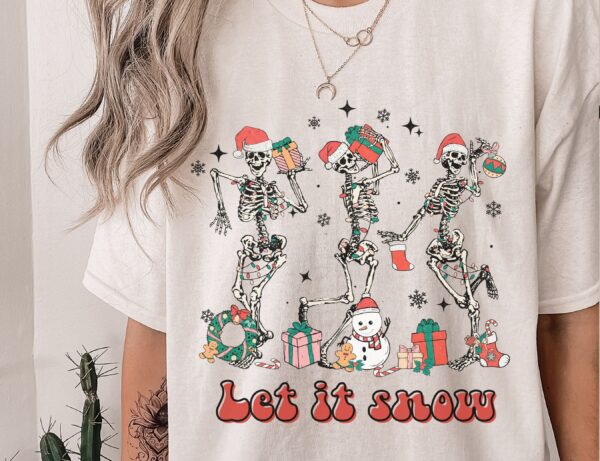 Dancing Skeleton Sweatshirt Hoodie Tee Santa Happy Holiday Xmas