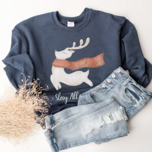 Sleigh All Day Shirt Reindeer Sweatshirt Gift for Holiday Christmas