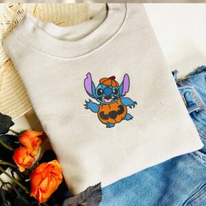 Vintage Embroidered Sweatshirt Inspired Halloween [year] Stitch Pumpkin