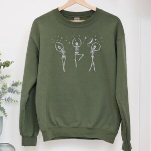 Vintage Embroidered Sweatshirt Under the Starlight Dancing Skeleton Sweatshirt