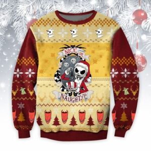 Jack Skellington Nice Or Naughty Ugly Christmas Sweater