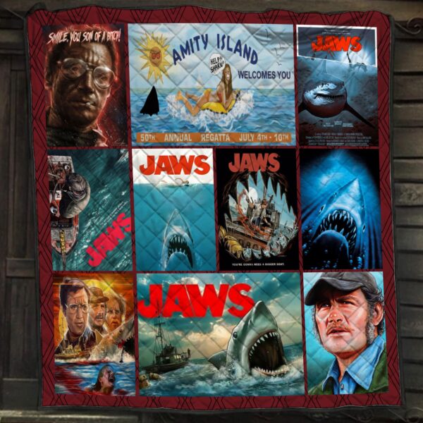 Jaws Characters Signatures Gift For Fans Quilt Blanket