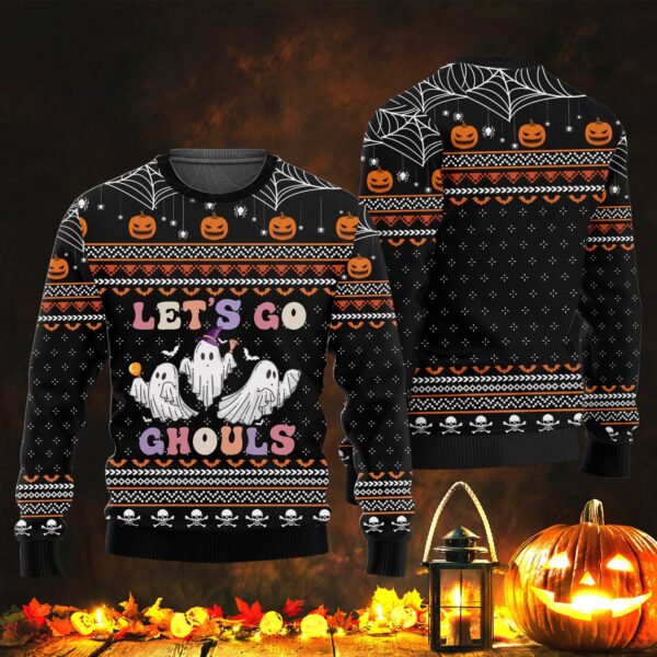 Let’s Go Ghouls Funny Ghosh Boo Halloween Ugly Sweater