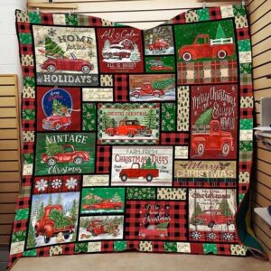 Red Car Christmas Blankets Merry Gift For Family