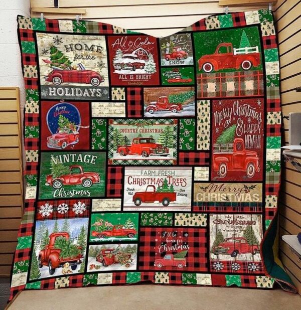 Red Car Christmas Blankets Merry Gift For Family