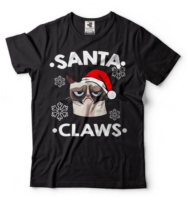 Santa Claws T-Shirt Funny Grumpy Cat Claus