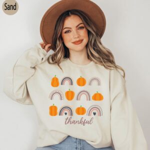 Thankful Mama Shirt Pumpkin And Heart Rainbow For Mom