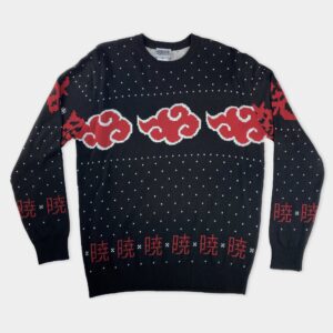 Ugly Anime Christmas Sweater Akatsuki Cloud Gift For Naruto Fan