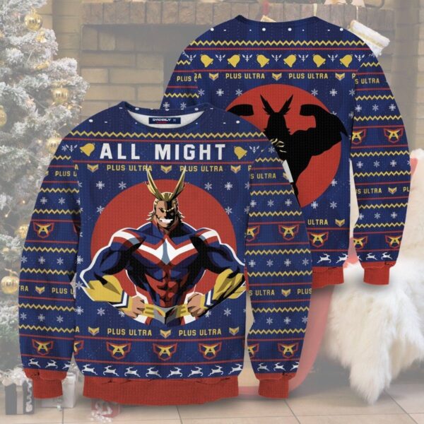 Ugly Anime Christmas Sweater All Might