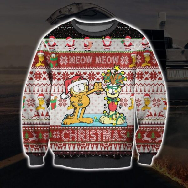 Ugly Anime Christmas Sweater Garfield Cat