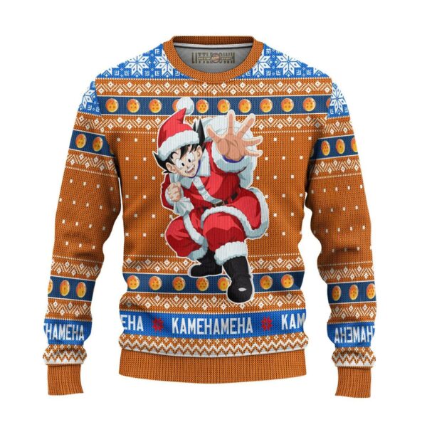 Ugly Anime Christmas Sweater Goku Santa For Dragonball Fan