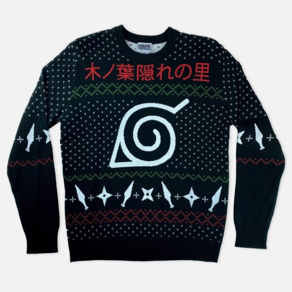 Ugly Anime Christmas Sweater Hidden Leaf Village Gift For Naruto Fan