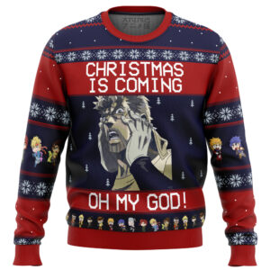 Ugly Anime Christmas Sweater Joseph Joestar Is Coming Oh My God