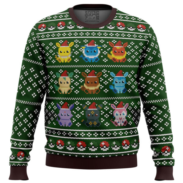 Ugly Anime Christmas Sweater Pokemon Eevee Eeveelutions