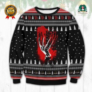 Ugly Horror Character Sweater Freddy Krueger Hand