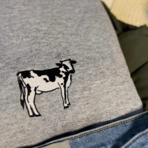 Vintage Embroidered Sweatshirt Cow Farmer Style Gift