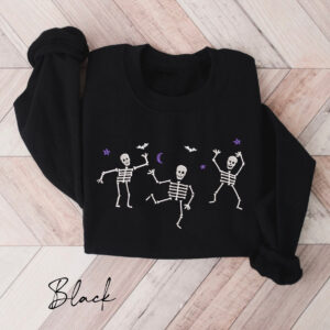 Vintage Embroidered Sweatshirt Embroidered Dancing Skeletons Sweatshirt