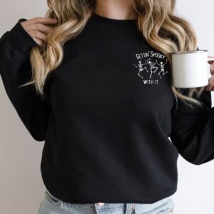 Vintage Embroidered Sweatshirt Gettin' Spooky With It Dancing Skeletons Sweatshirt