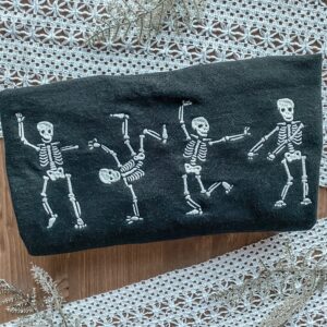 Vintage Embroidered Sweatshirt Hip Hop Dancing Skeletons Sweatshirt