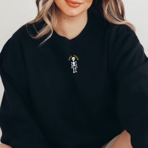 Vintage Embroidered Sweatshirt Inspired Dead Inside Skeleton