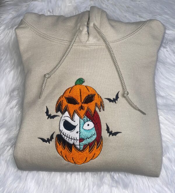 Vintage Embroidered Sweatshirt Inspired Halloween Jack And Sally Together Forever