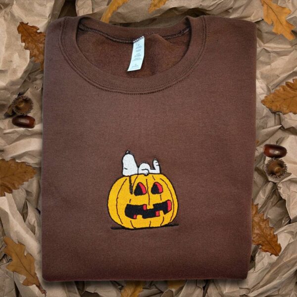 Vintage Embroidered Sweatshirt Inspired Halloween Snoopy Sleep On Pumpkin