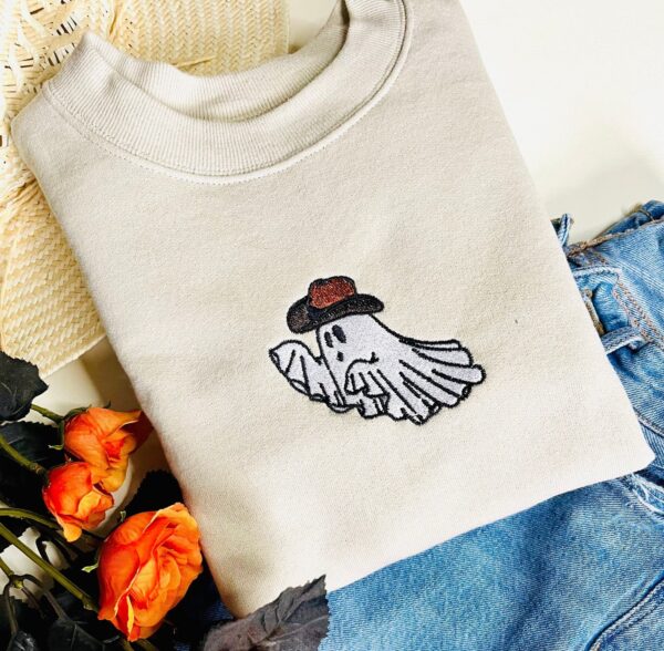 Vintage Embroidered Sweatshirt Inspired Halloween Western Ghost