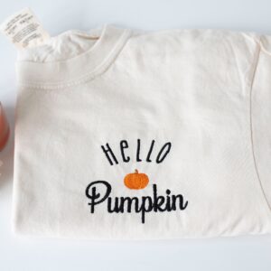 Vintage Embroidered Sweatshirt Inspired Hello Pumpkin Halloween