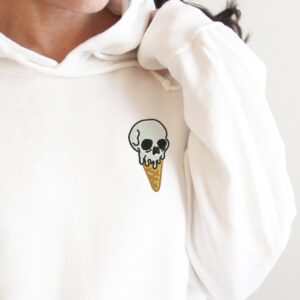 Vintage Embroidered Sweatshirt Inspired Ice Cream Skull Halloween