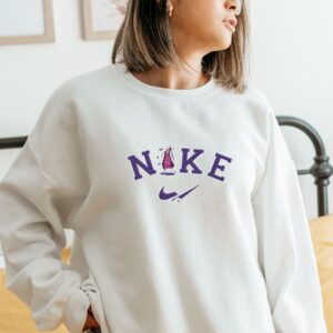 Vintage Embroidered Sweatshirt Inspired Nike And Skeleton Halloween