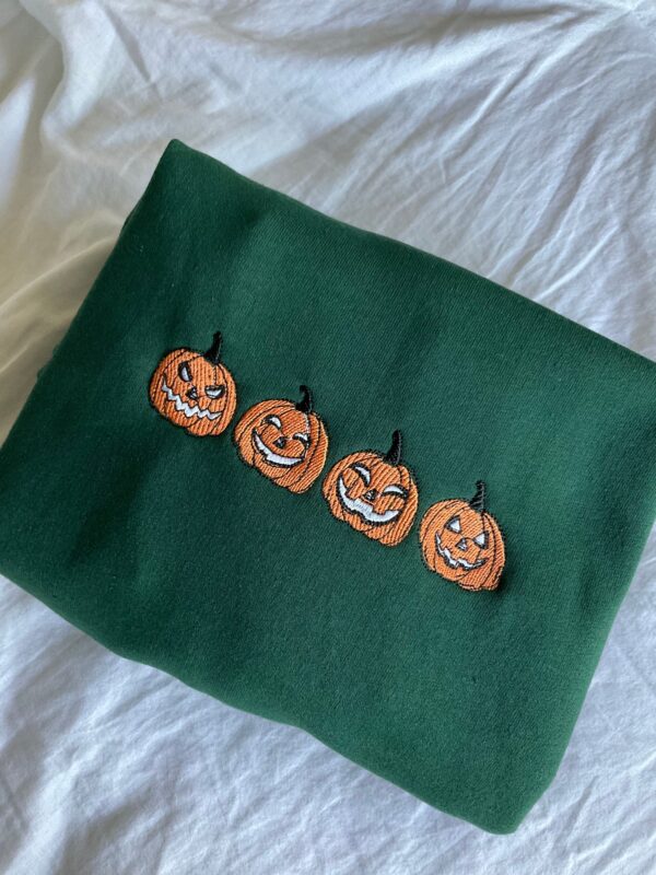 Vintage Embroidered Sweatshirt Inspired Pumpkin Faces Halloween