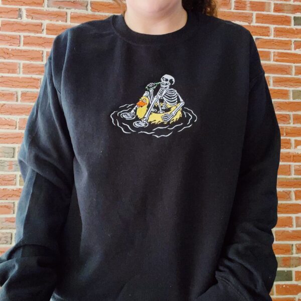 Vintage Embroidered Sweatshirt Inspired Skeleton Tubing