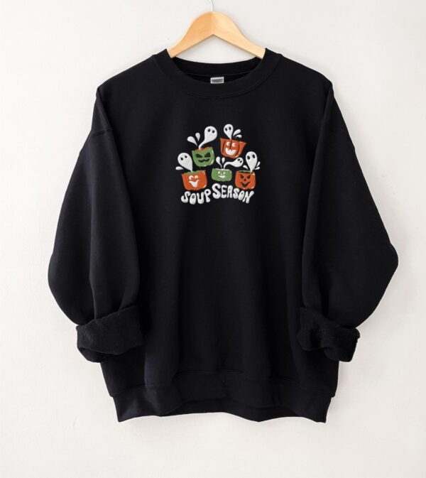 Vintage Embroidered Sweatshirt Inspired Soup Season For Halloween