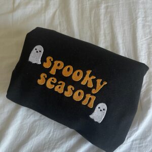 Vintage Embroidered Sweatshirt Inspired Spooky Season Ghost Halloween