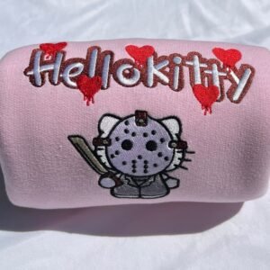 Vintage Embroidered Sweatshirt Jason Hello Kitty Halloween