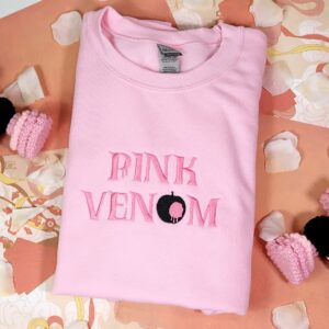 Vintage Embroidered Sweatshirt Pink Venom Blackpink Kpop Gift for Fan