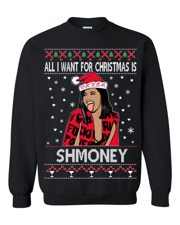 Vintage Ugly Sweater Cardi B All I Want For Christmas Is Shmoney