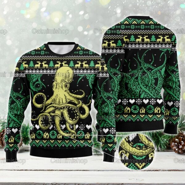 Vintage Ugly Sweater Ocean Octopus Xmas Gifts