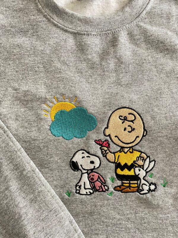 Beautiful Sunny Day For Charlie Brown And Snoopy Embroidered Sweatshirt