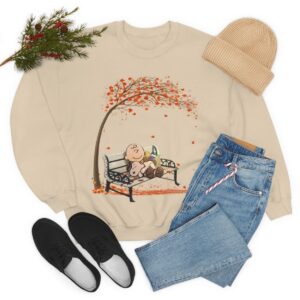 Chill Under Fall Tree Snoopy & Charlie Halloween Thanksgiving Sweatshirt