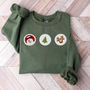 Cookies Santa And Reindeer Embroidered Christmas Sweatshirt