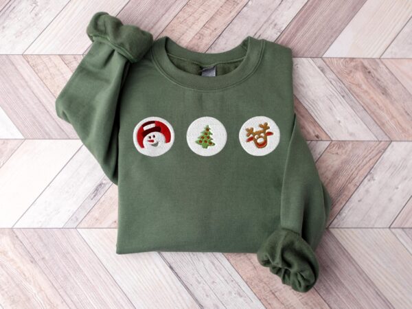 Cookies Santa And Reindeer Embroidered Christmas Sweatshirt